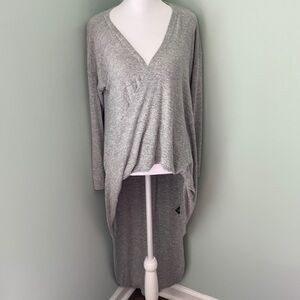 Buddy Basics Gray Hi Lo V Neck Long Sleeve Top